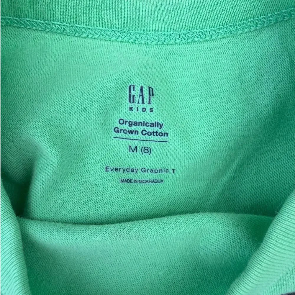 GAP Kids Green Graphic T-Shirt Earth Print Short Sleeve (SZ M 8)